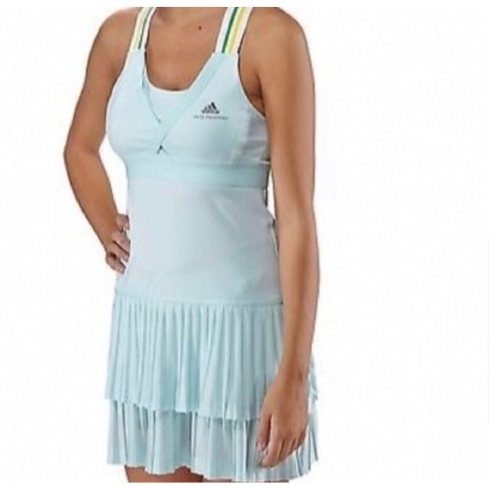 ADIDAS x STELLA McCARTNEY Barricade Aqua Pleated Tennis Dress, Size 40 US 8